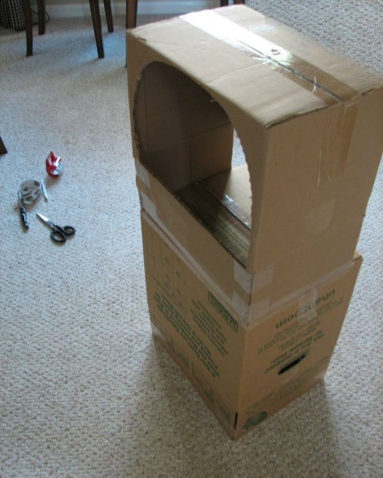 Cardboard handmade model under construction